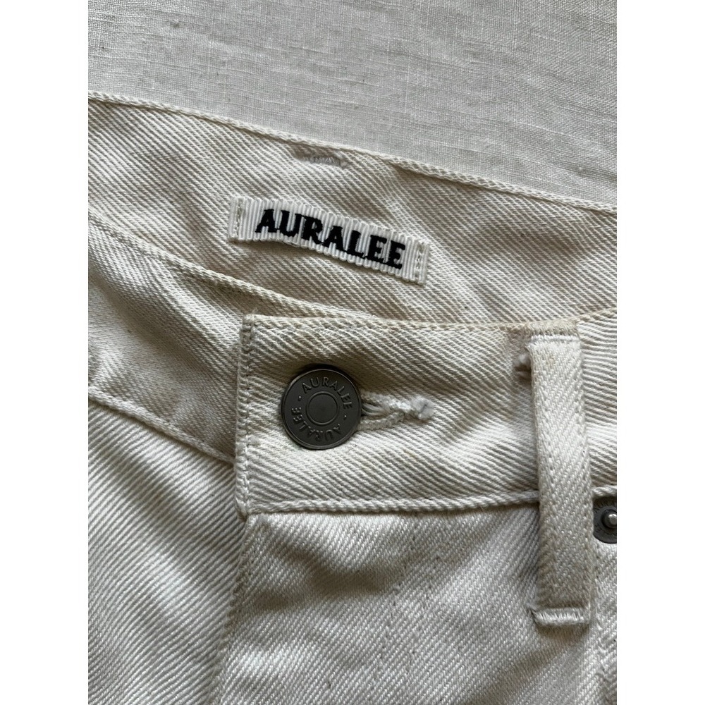 AURALEE Off White High Waist Straight Leg Denim Jeans Women Size 28.5 x 27 - Picture 7 of 13